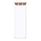 TALK-POINT Vorratsdosen aus Glas mit Bambusdeckel, Vorratsgläser, Glasbehälter | 350 ml - 2200 ml | luftdicht, Spülmaschinenfest, Mottensicher (2200 ml)