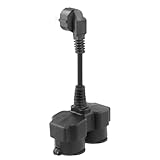 Stromkabel Verlängerung, Kurz, Doppelstecker-Kabel mit 2 Steckdosen für Innen und Außenbereiche, 22CM (Schwarz)