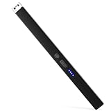 VEHHE Feuerzeug Elektrisch, Klimaneutrales Lichtbogen-Feuerzeug USB-C ohne CO₂-Emissionen, Stabfeuerzeug mit Doppeltem Versicherungsschalter, Windfest & Explosionssicher für Küche, Outdoor – Schwarz