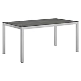 OUTLIV. Terrassentisch Aluminium HPL, Kratzfest, pulverbeschichtet, 6 Sitzplätze, witterungsbeständig, rechteckig, 160x90cm, Zement Dunkel