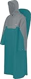 normani Regenponcho mit Rucksackfunktion - Wassersäule: 12.000 mm - Outdoorponcho - Extra Langer Wanderponcho Regencape Reiseponcho mit Ärmeln für Damen und Herren Farbe Grau/Petrol Größe S-M
