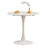 GrandCA HOME 80cm weißer moderner runder Esstisch,Tisch rund 80 cm, Esstisch rund,geeignet für 2–4 Personen, Geeignet für Küche,Wohnzimmer, Esszimmer,Weiß