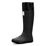 Yenxapei Gummistiefel Damen Herren, Original Wasserdichte Arbeitsstiefel Hoch Regenstiefel, Gummi Langschaft Gummistiefel Sicherheits Stiefel Regenschuhe Boots Gartenschuhe Im Freien, Schwarz, 43 EU