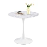 buybyroom Mid Century Modern Runder Esstisch Couchtisch Küche Kleiner Esstisch, 75cm für Esszimmer Wohnzimmer Schlafzimmer Büro Coffee Shop Bar, Marmorierte Tischplatte