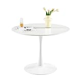 buybyroom Moderner runder Esstisch, Bartisch, Schreibtisch, geeignet für Küche, Esszimmer, Wohnzimmer und Büro, für 2-4 Personen, Durchmesser 100 cm, weiß