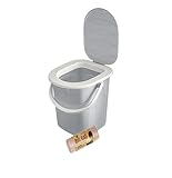 BranQ - Home essential Mobile Campingtoilette 22 Ltr. mit 20 Stück Bio Toilettenbeutel, Kunststoff, mit max. Tragkraft bis 120kg, hellgrau, 22 L