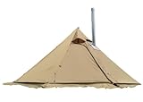 Tipizelt Winter Campingzelt Familien Zelt Wasserdicht mit Ofenrohrdurchführung Firstzelt Kuppelzelt 400X220cm 3kg Camping Wandern Trekking Klettern Festival Khaki