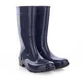 LEMIGO Damen Gummistiefel hohe Regenstiefel Ilse (39, dunkelblau)