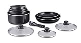 Herzberg Kochgeschirr-Set - Induktionstopf-Set - Alle Heiztopf- und Pfannen-Set - Steinbeschichtung Kochgeschirr-Set mit abnehmbarem Griff 10-teilig HG-5000 schwarz