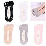 JIEYUCHU 5 Paar Zehensocken, Zehensocken Damen Sneaker Socken, Atmungsaktive Socken, Anti-Rutsch Socken, Verhindern Sie Zehenengstand, Einheitsgröße, 5 Farben