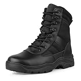 QUNLON Springerstiefel Herren Militär Stiefel Kampfstiefel Herren Zipper Einsatzstiefel Herren Bundeswehr Stiefel Herren Atmungsaktiv Tactical Boots-Schwarz 41EU