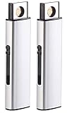PEARL Sturmfeuerzeug USB: 2er-Set elektronische Akku-USB-Feuerzeuge, Glühspirale, windgeschützt (Stick als Feuerzeug, Zigarettenanzünder, Stabfeuerzeug)