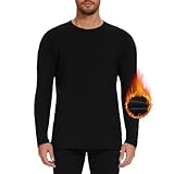 AKKQHH Thermoshirt Herren Thermo Oberteil Longsleeve Langarmshirt Thermounterwäsche Skiunterwäsche Warm Unterwäsche Männer Funktionsunterwäsche Winter(Schwarz,L)