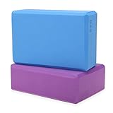 H&S Hochstabiler Yoga Block - 2er Set - Moosgummi Schaumstoff Fitness Klotz in Blau und Lila - Pilates Gymnastik Zubehör & Spagat Blöcke gegen Muskelschmerzen und Stress