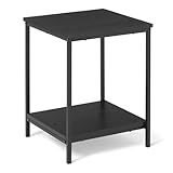 Amazon Basics Beistelltisch mit unterer Ablage, quadratisch, Nachttisch für Schlafzimmer, Wohnzimmer-Beistelltisch mit Stahlgestell, einfache Montage, 40 x 40 x 51cm, schwarz