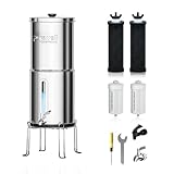 Purewell 8-Stufiges Schwerkraft-Ultrafiltrations-Wassersystem, EU 98/37/EC-Zertifiziert, 304-Edelstahl-Arbeitsplatten-System mit 4 Elementen und Halterungen, Reduziert Fluorid und Chlor 8,5 Litres
