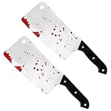 DERAYEE 2 Stück Halloween Messer, 30 cm Halloween Waffe mit Blut,Plastikmesser,Fake Messer für Kinder, Dschungel,Cos,Mottoparty