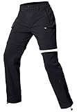 Cycorld Damen-Wanderhose-Zip-Off-Trekkinghose, Atmungsaktiv Wanderhose Damen Schnell Stretch Trekkinghose Abnehmbar Zip Off Outdoorhose Sommer Hiking Pants Funktionshose (Schwarz, L)