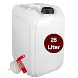 Brestol® 25L Wasserkanister mit Auslaufhahn (DIN 61) | BPA-frei & lebensmittelecht | Leere Kunststoffkanister für Trinkwasser, Chemikalien, Diesel & Öl | Säurefest, geruchsneutral, ablesbare Skala