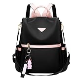 Leathario Damen Rucksack klein，Rucksack Anti Diebstahl，Rusack für Mädchen Und Fraun，Cityrucksack Modern Elegant zur Schule Arbeit Reise, Schwarz, Große Kapazität