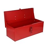 Angoily 1 Stück Blattbox Werkzeugkasten Aus Blech Wasserdichter Behälter Tragbare Rote Werkzeugkiste Werkzeugbehälter Werkzeugkoffer Hardware Harte Schale Metall Eisenblech - 16 x 39 x 13 cm