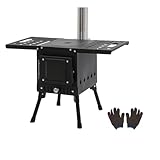 Zeltofen Tragbarer Holzofen Outdoor 55x39x34cm Camping Ofen Zusammenklappbar Outdoor-Küchenofen 36-56cm Höhenbereich Verbrennungslöcher mit Halbvergasung
