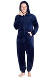 CityComfort Herren Overall Jumpsuit, One Piece Anzug Fleece Onesie Flauschig Einteiler Schlafanzug für Männer und Teenager Jungen M-3XL, Geschenke (M, Navy)