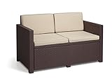 Allibert by Keter Gartenlounge Sofa Victoria, braun/taupe, 2-Sitzer, inkl. Sitz- und Rückenkissen, Kunststoff, flache Rattanoptik