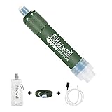 Persönliche Outdoor Wasserfilter, 3000L Aktivkohle Wasserfilter Stroh für Überleben im Freien, Tragbares Mini-Wasserfilter-System, Notfall-Wasserreiniger für Camping, Wandern und Reisen (Armee grün)