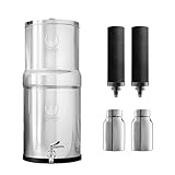 Phoenix Gravity 6L Schwerkraft-Wasserfilter aus Edelstahl mit 2 POSTreat-Fluorid-Reduktionselementen und Kohle-Kartuschen mit Edelstahlhahn