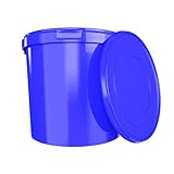Eimer mit Deckel 10l Blau Rund | Kunststoff Eimer Lebensmittelecht, luftdicht und stabil | Leer Eimer mit Griff und Deckel für Lebensmittel Chemie Waschpulver Klebstoffe geeignet