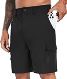 SIHOHAN Kurze Hosen Herren - Sommer Wanderhose Herren Kurz Leichte Schnelltrocknend Wandershorts Atmungsaktiv Stretch Cargo Shorts mit 7 Taschen für Trekking Outdoor(Schwarz,M)