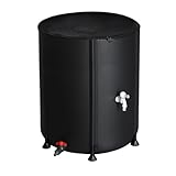 LEADZM Faltbar Regentonne, Tragbarer Wasserauffangbehälter, Regenwassertonne mit Filter Zapfhahn Überlaufset, Regenwassersammelsystem Fallrohr, Regenwassertank (190 Liter)