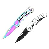 KEMUZ 2 Stück Klein Klappmesser: Mini ScharfTaschenmesser Klein, Edc Messe, Messer Taschenmesser, Taschenmesser Mit Klappmesser Für Outdoor, Camping,Angelmesser