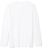 Amazon Essentials Herren Langärmeliges T-Shirt, Normale Passform, Weiß, L