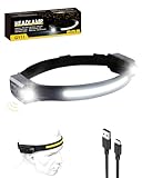 Stirnlampe LED Wiederaufladbar, Double Spot Light 230° COB Sensor Stirnlampe, Superhell 1200 Lumen mit 5 Modi, 12 Stunden Laufzeit, IPX4 Wasserdicht, Perfekt zum Joggen, Campen, Angeln(1 Stück)