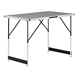 WOLTU® Campingtisch Klapptisch Gartentisch Arbeitstisch Balkontisch höhenverstellbar Aluminium Stahl MDF Grau CPT8121gr