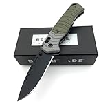 Amacigana TKlappmesser, MAGNACUT Klinge mit Titanbeschichtung, G10/Kohlefaser Griff, 21 cm Gesamtlänge, Schwarz/Olivgrün (Grün)