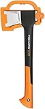 Fiskars Spaltaxt, Inklusive Klingen- und Transportschutz, Länge: 44 cm, Antihaftbeschichtet, Hochwertige Stahl-Klinge/Glasfaserverstärkter Kunststoff-Stiel, Schwarz/Orange, X11–S, 1,1 kg, 1015640