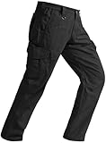 SPOSULEI Taktische Hose Herren Ripstop Cargohose Leichte Outdoor Wanderhose Arbeitshosen wasserdichte Militär Safari Hose Mit 9 Taschen Schwarz 34Wx30L