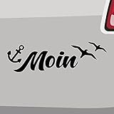 Stickerfreaks Moin Aufkleber Nordsee - 6 Größen, 21 Farben - Anker Ostsee Küste Urlaub - Schwarz, Vinyl, Küsten, Sticker, Aufkleber
