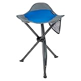 Portal Klapphocker Faltbar mit Seitentasche Dreibeinhocker Ultraleicht Tragbarer Angelstuhl 53.3cm Hoch 102KG Belastbar Campinghocker mit Seitentasche für Angeln Camping Wandern Blau