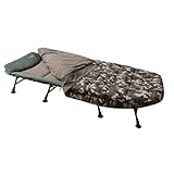 MK-Angelsport 8-Bein Karpfenliege mit Schlafsack I Komfortable Bedchair Angelliege, Belastbar bis 150 kg, 88 x 211 cm, Klappbar I Stabil für Outdoor & Camping