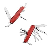 Schweizer Taschenmesser, 2 Stück Mini für Schlüsselanhänger, Swiss Army Knife, Mini für Schlüsselanhänger, Swiss Army Knife, mit 11 e 5 Funktionen, Klinge, Korkenzieher, Dosenöffner