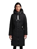 khujo Damen Langer Wintermantel warmer Steppmantel mit Schlüsselanhänger und Kapuze Aribay4 Light-YM Black Gr. XXL