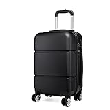 Kono Reisekoffer Handgepäck Koffer mit Rollen Hartschale Trolley 55x38x22cm 33 Liter Leichtgewicht ABS Schwarz