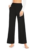ACTINPUT Yogahose Damen Lang mit Taschen Jogginghose Damen Baggy Hohe Taille Sporthose Weites Bein Trainingshose Laufhosen (Schwarz,M)
