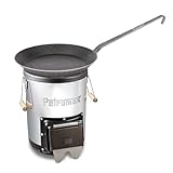 Petromax Set aus Raketenofen und Schmiedeeisenpfanne (24cm), Outdoor-Campingkocher-Set – robust, energieunabhängig, starke Hitze für Abenteuer, Grillen und Outdoor-Abenteuer