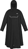 normani Unisex Regenponcho EXTRA Lang mit Ärmeln und Brusttasche für Damen und Herren - Brusttasche und 3M™ Scotchlite™ Reflektor - 100% Winddicht - 100% Wasserdicht Farbe Dunkelschwarz Größe L/XL
