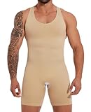 SLIMBELLE Shapewear Herren Unterhemden Bauchweg Full Body Shaper Herren Unterwäsche Bodysuit Seamless Leicht Shaping Tank Top Beige L